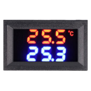 Cyfrowy woltomierz i termometr LED 4-30V DC z sondą 1m czerwono-niebieski
