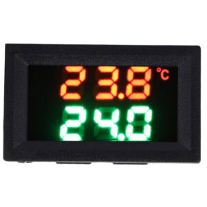 Cyfrowy woltomierz i termometr LED 4-30V DC z sondą 1m czerwono-zielony